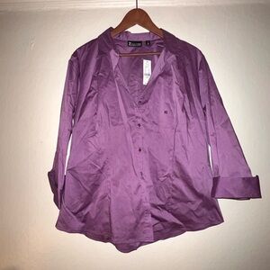 New York & Company Relaxed Fit Purple Button Down Shirt, Size XL - NWT